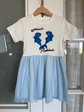 knee length dresses for ladies Mini Rodini Mini Rodini Girls Pink Cotton Dolphin Print Dress main image 0